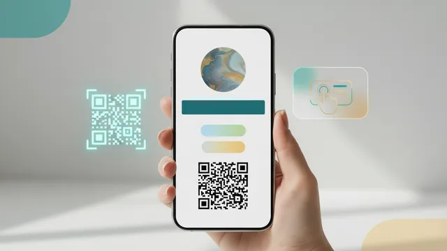 Digitaal visitekaartje met QR-code op smartphone
