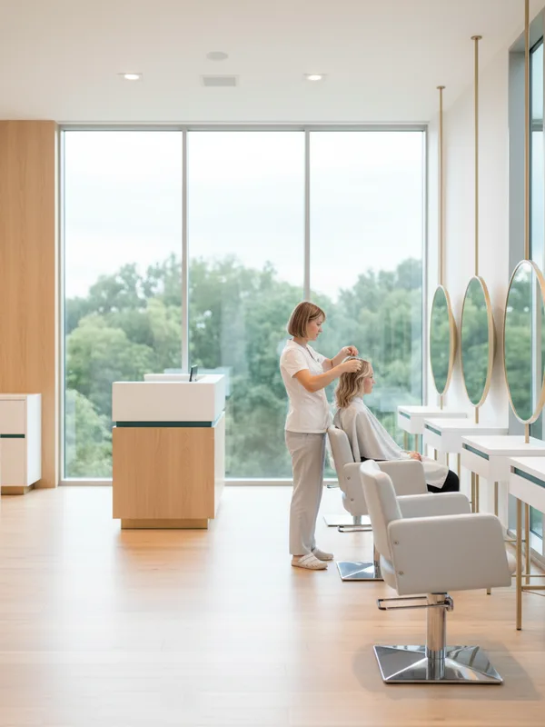 Kapsalon met premium teal verlichting